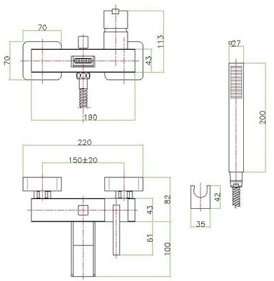 Смеситель для ванны Fiore XS 71CR7755