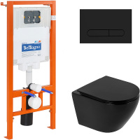 Комплект унитаза с инсталляцией BelBagno BB062CHR-MB/BB062SC-MB/BB002-80/BB007-PR-NERO.M