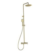 Душевая система с термостатом AQUAme AQM8011BG цвет золото шлифованное, с изливом