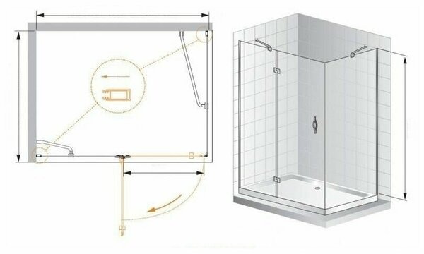 Душевой уголок (120х100) CEZARES BERGAMO BERGAMO-W-AH-1-120/100-C-Cr-L