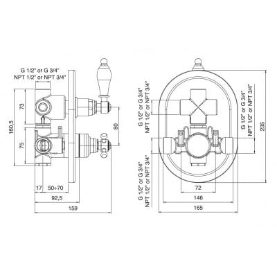 Встраиваемый термостат для ванны Cezares Margot VENEZIA-VDIM2-T-03/24-Bi
