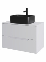 Тумба с раковиной подвесная 80 см, Orange Line Li-80TuwMDF+B02-460MB белый/черный
