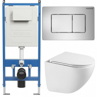 Комплект унитаза с инсталляцией Grossman Classic 97.4455SQC.04.12M с клавишей смыва