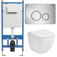 Комплект унитаза с инсталляцией Grossman Style 97.4497SQC.05.12M с клавишей смыва