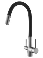 Смеситель для кухни однорычажный с каналом для питьевой воды и гибким изливом Agger Elegant A3230322 сатин матовый