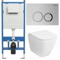 Комплект унитаза с инсталляцией Grossman Galaxy 97.4479SQC.01.110 с клавишей смыва