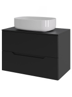 Тумба с раковиной подвесная 70 см, Orange Line Li-70TubMDF+B07-540W черный/белый