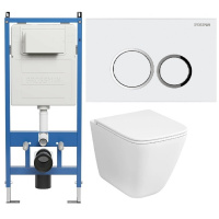 Комплект унитаза с инсталляцией Grossman Galaxy 97.4479SQC.01.000 с клавишей смыва