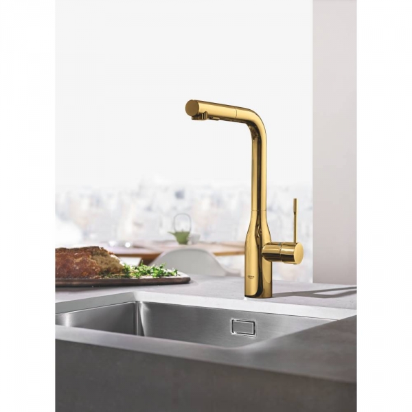 Смеситель однорычажный для кухни с выдвижным изливом Grohe Essence New 30270 GL0 (30270GL0) холодный рассвет глянец