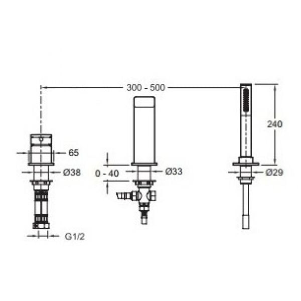 Смеситель для ванны и душа Jacob Delafon Strayt E37337-CP