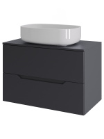 Тумба с раковиной подвесная 70 см, Orange Line Li-70TugMDF+B07-540W графит/белый