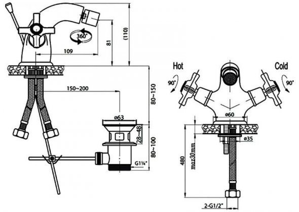 Смеситель для биде Cezares LORD LORD-BS1-01