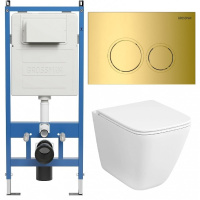 Комплект унитаза с инсталляцией Grossman Galaxy 97.4479SQC.01.300 с клавишей смыва