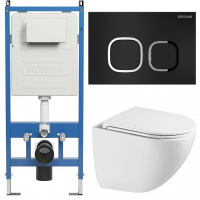 Комплект унитаза с инсталляцией Grossman Cosmo 97.4455SQC.02.210 с клавишей смыва