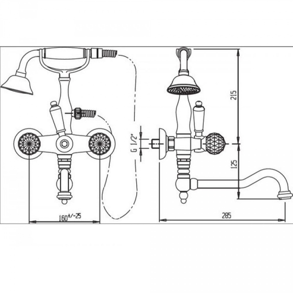 Смеситель для ванны с поворотным изливом Cezares Venezia VENEZIA-VDFM2-01-ED