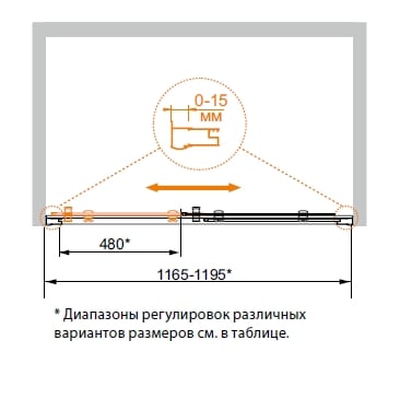 Душевая дверь в проем Cezares PRATICO-BF-1-155-P-Cr