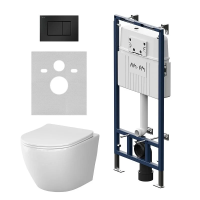 Комплект унитаза с инсталляцией Am.Pm MasterFit Like Aquaspin IS100238.801900 с сиденьем микролифт, кнопка черный матовый