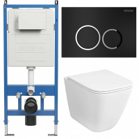 Комплект унитаза с инсталляцией Grossman Galaxy 97.4479SQC.01.210 с клавишей смыва