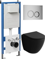 Комплект унитаза с инсталляцией Grossman Galaxy 97.4455BMSQ.01.110 с клавишей смыва