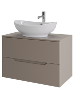 Тумба с раковиной подвесная 80 см, Orange Line Li-80TuLMDF+B08-585W латте/белый