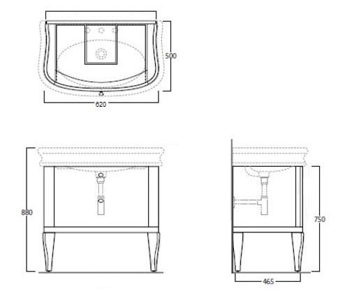 Тумба с раковиной на 70 см Tiffany World Palermo 7701noce+LA10bi*1