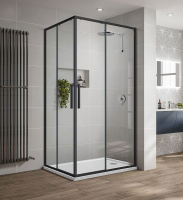 Душевой уголок Vincea  Slim-U VSS-2SU8010CLB (100х80)  м.черный, стекло прозрачное