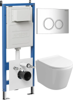 Комплект унитаза с инсталляцией Grossman Galaxy 97.4477SQ.01.100 с клавишей смыва