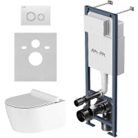 Комплект унитаза с инсталляцией Am.Pm Jupiter ErgoFit Aquaspin IS110101.DX77C1700 с сиденьем микролифт, кнопка белый глянец