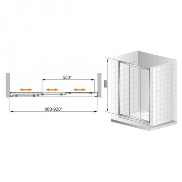 Душевая дверь в нишу Cezares FAMILY-BF-3-100-P-Cr-M