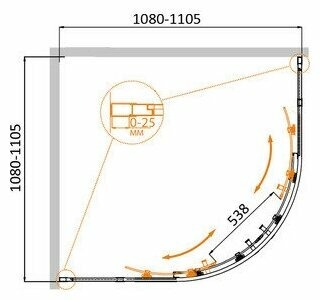 Душевой уголок (110х110) CEZARES MOLVENO MOLVENO-R-22-90+20-C-GM-IV