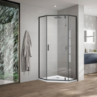 Душевой уголок Vincea  Slim-U VSP-2SU900CLB (90х90) м.черный, стекло прозрачное
