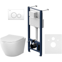 Комплект унитаза с инсталляцией Am.Pm Like Aquaspin IS49001.801900 с сиденьем микролифт, кнопка белый глянец