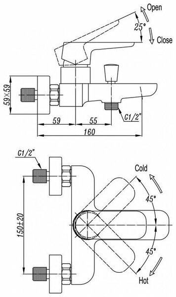 Смеситель для ванны Cezares Grac GRACE-C-VD-01