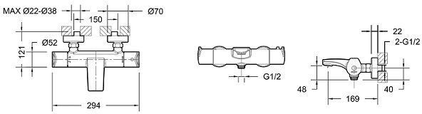 Смеситель для ванны короткий излив Bravat Nizza F6353387CP-01-RUS