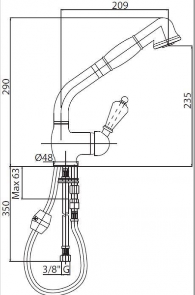 Смеситель для кухни Cezares Vintage VINTAGE-LLM2-03/24-Sw-N