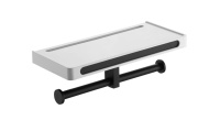 Бумагодержатель двойной с полкой, черный   RUSH EDGE ED77143B black