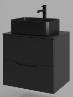 Тумба с раковиной подвесная 60 см, Orange Line Li-60TubMDF+B02-460MB черный