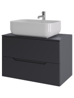 Тумба с раковиной подвесная 80 см, Orange Line Li-80TugMDF+B03-600W графит/белый