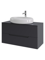 Тумба с раковиной подвесная 100 см, Orange Line Li-100TugMDF+B08-640W  графит/белый