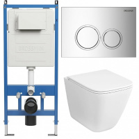 Комплект унитаза с инсталляцией Grossman Galaxy 97.4479SQC.01.100 с клавишей смыва