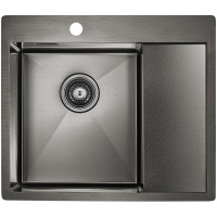 Кухонная мойка Paulmark Alster PM825951-GML вороненая сталь левая
