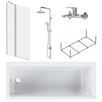 Ванна акриловая W90ASET-170D3W5 Am.Pm Gem 170x70 с каркасом и шторкой на б/в W90BS-D3W5-140CT Gem F0790000+F90A10