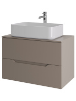 Тумба с раковиной подвесная 80 см, Orange Line Li-80TuLMDF+B07-600W латте/белый