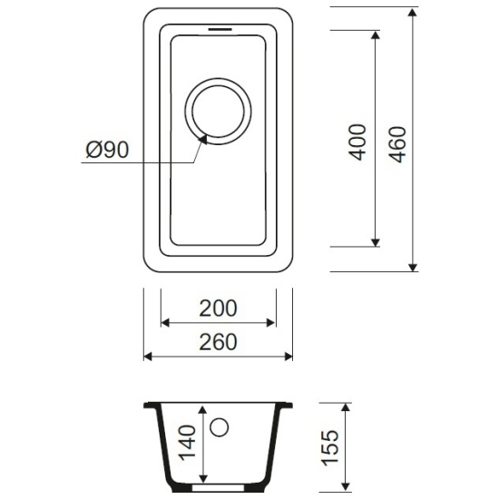 Мойка кухонная из искусственного гранита IDDIS Tanto (TU1P261i87)