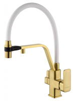 Смеситель для кухни с гибким изливом и подключением фильтра WONZON & WOGHAND, брашированное золото WW-88458013-BGMW