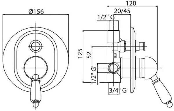 Смеситель для душа Cezares VINTAGE VINTAGE-VDIM-02-Sw