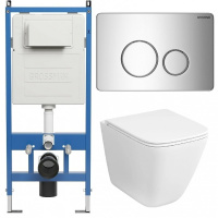 Комплект унитаза с инсталляцией Grossman Style 97.4479SQC.05.10M с клавишей смыва