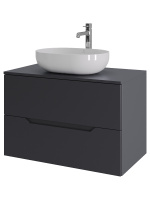 Тумба с раковиной подвесная 80 см, Orange Line Li-80TugMDF+B05-480W графит/белый