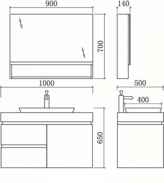 Комплект мебели для ванной Orans BC-6019-1000