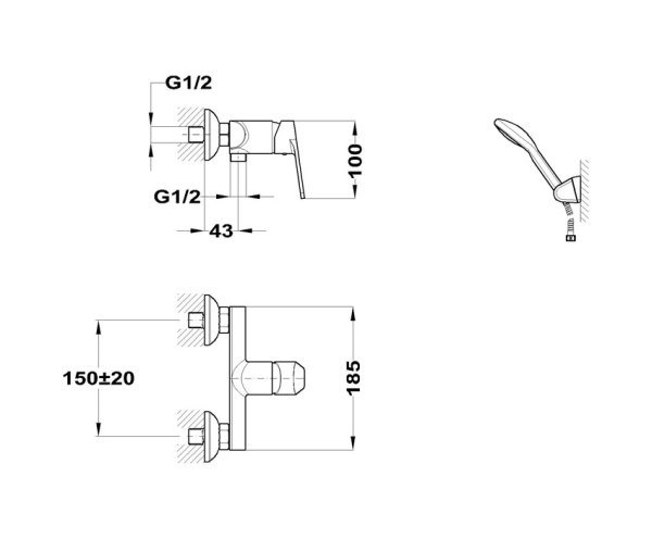 Смеситель для душа с душевым набором MOFEM ZENIT 153-1901-00 Смеситель для душа с душевым набором MOFEM ZENIT 153-1901-00